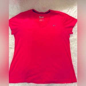Neon Pink women’s Nike v-neck dri-fit t-shirt size xl